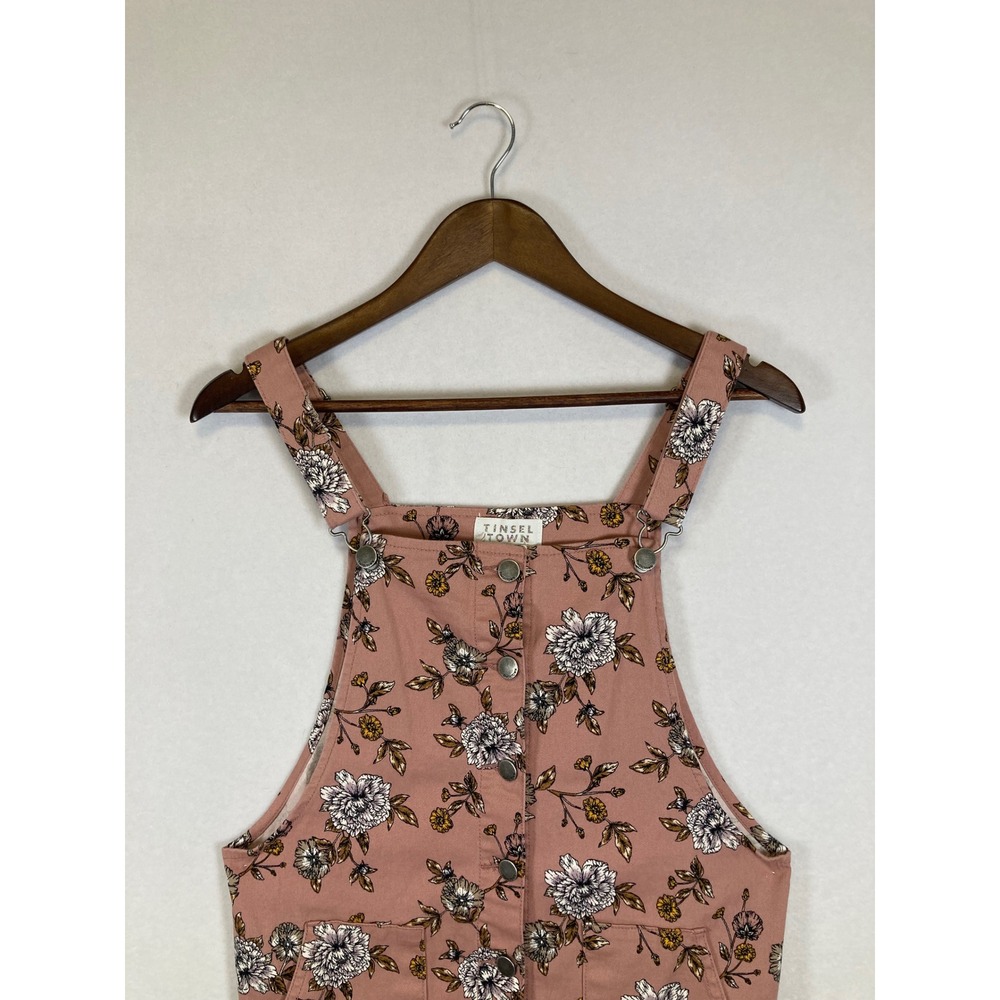 Whimsical Cottagecore Floral Pinafore Overalls Top Women Large Pink Button Front - Picture 4 of 9